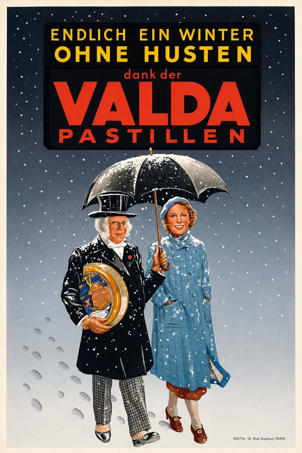 🗞️ Valda Pastillen Vintage Ad Poster - 1930s - 24x36” - Premium Matte Paper