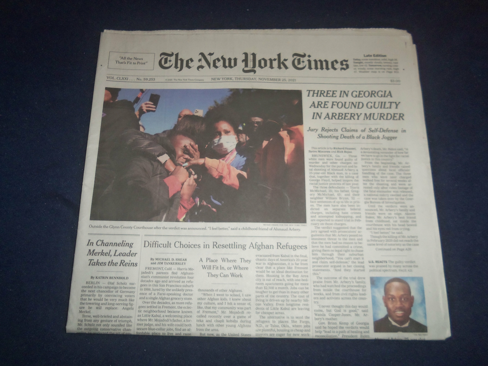 2021 NOVEMBER 25 NEW YORK TIMES - 3 FOUND GUILTY IN AHMAUD ARBERY MURDER