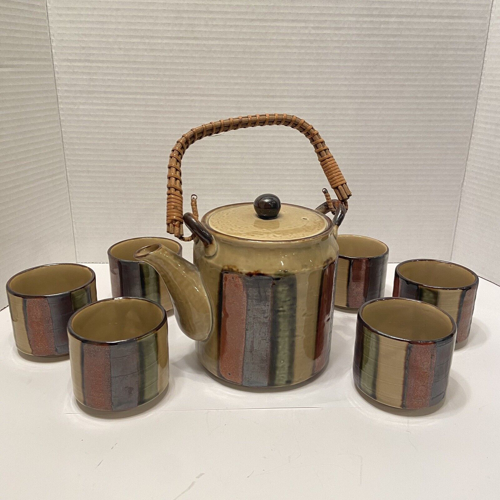 Otagiri Original Hand Crafted Japanese 6 Cups & Tea Pot