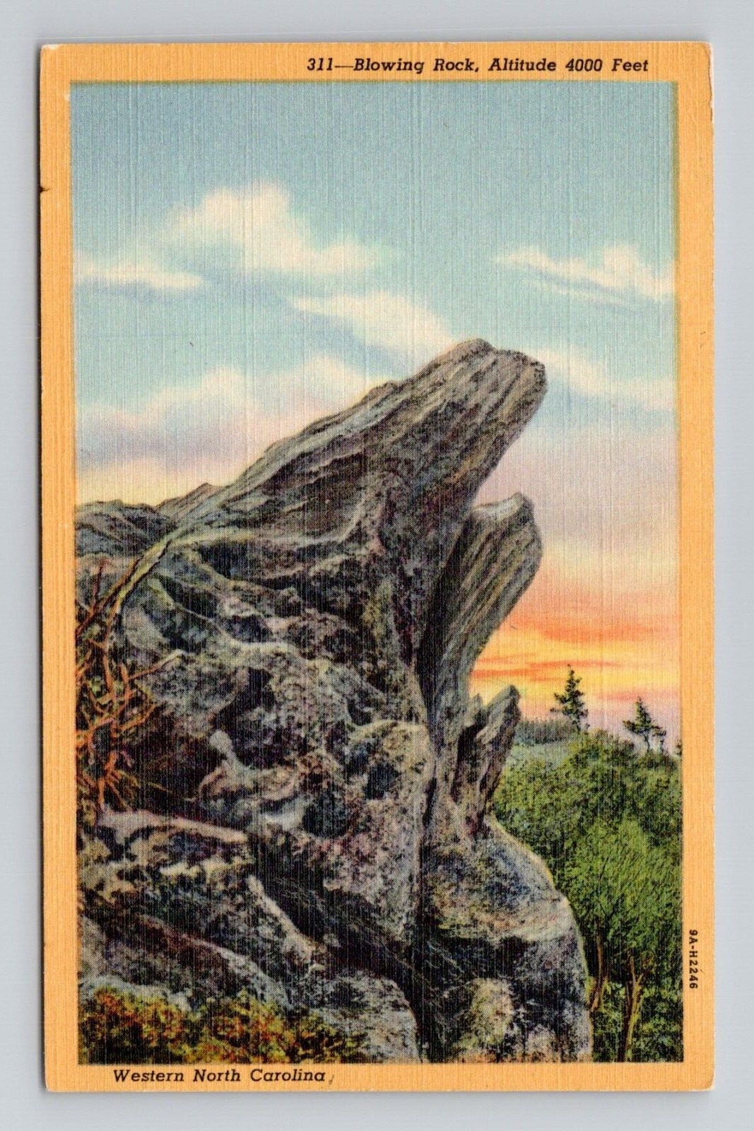 Postcard Blowing Rock North Carolina NC, Vintage Linen A20
