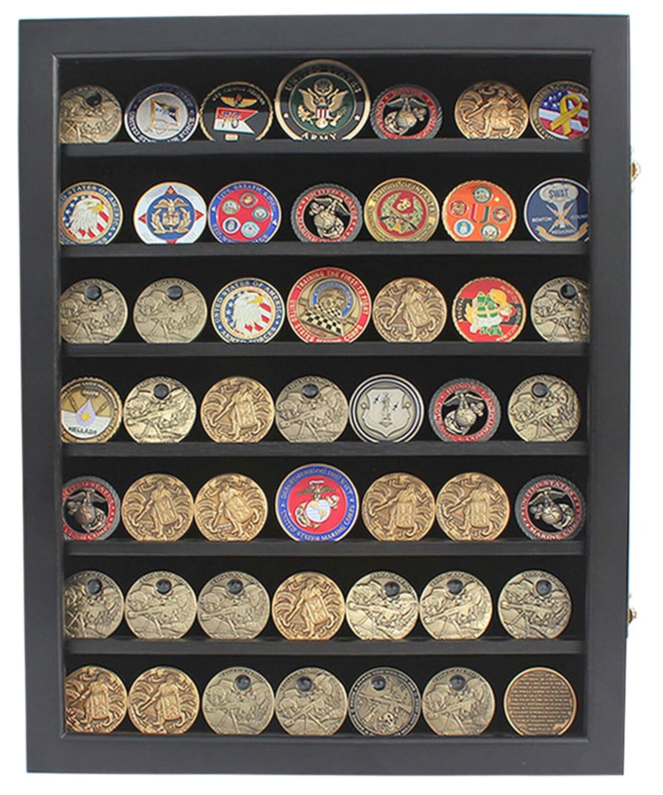 LOCKABLE Challenge Coin Display Case Casino Chip Pin Medal Shadow Box Real Glass