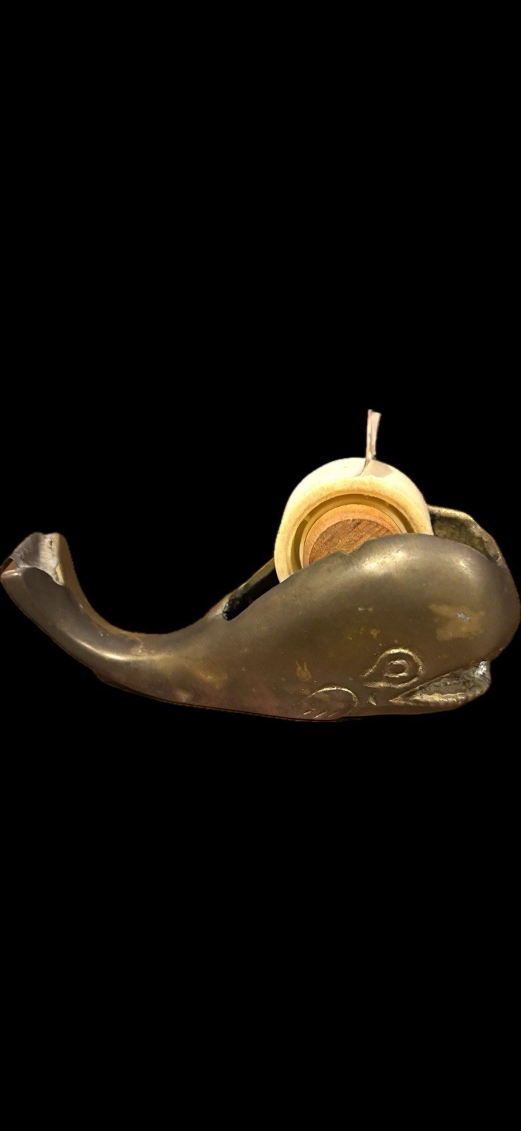 Vintage PenCo Industries 1982 Brass Whale Tape Dispenser Desktop