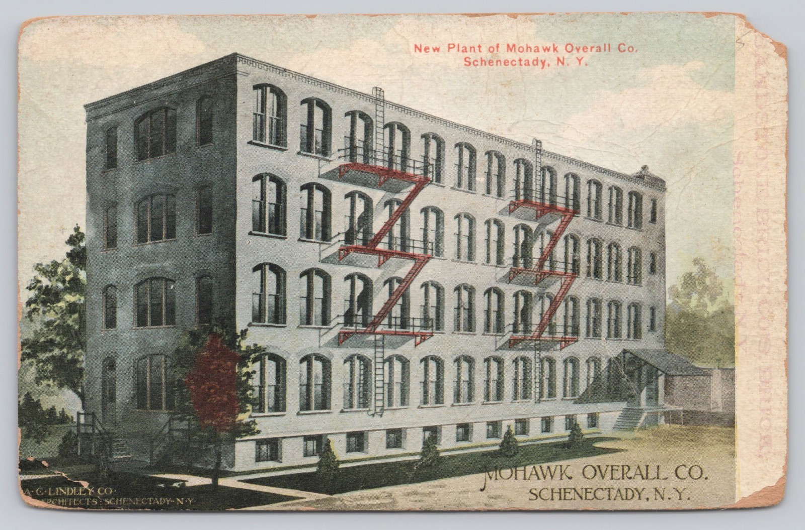 Mohawk Overall Company Plant Factory Schenectady NY New York Postcard 1910s