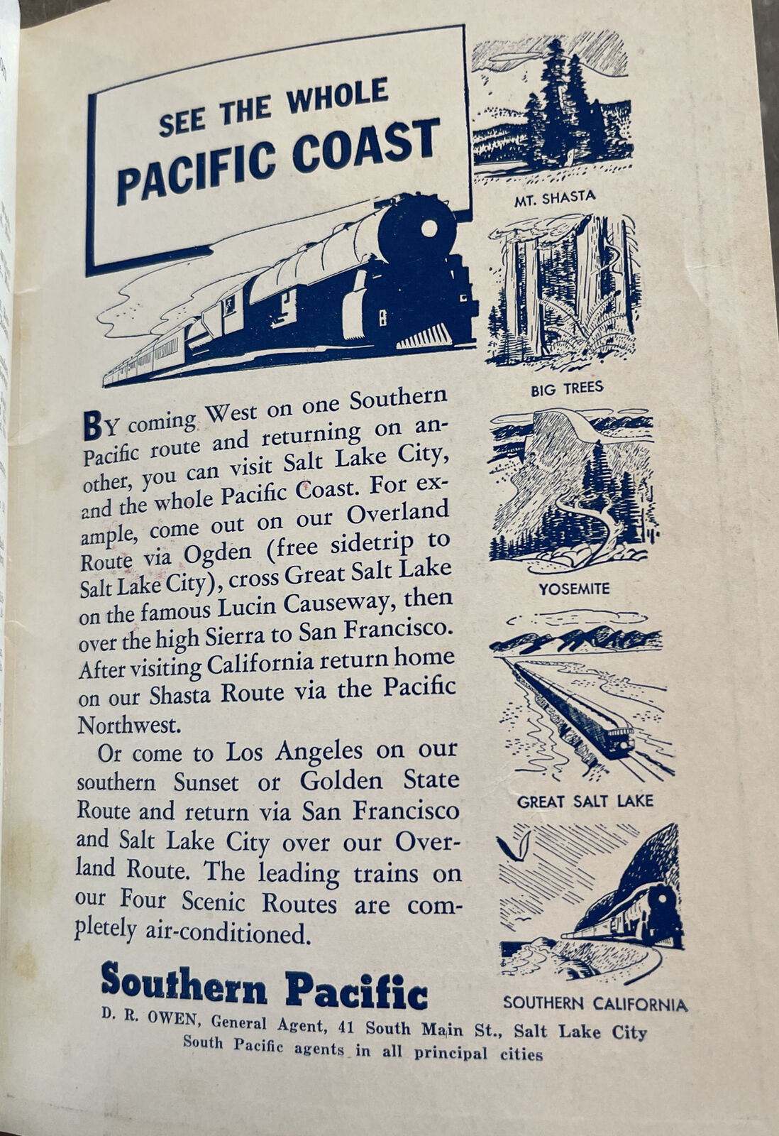 Vintage 1935 Utah Guide Railroad Ads National Parks LDS Salt Lake City illus 