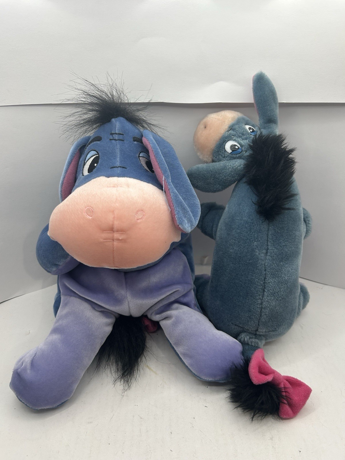 2 Lot Vintage Eeyore Donkey Stuffed Animal Plush Whiney The Pooh