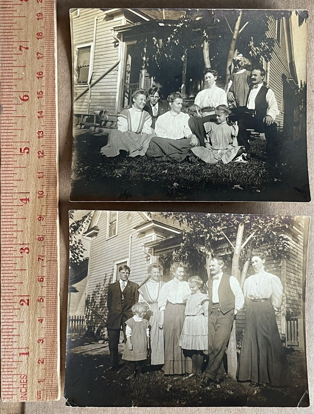 Antique Vtg Photo Black White Sepia Snapshot Family IDENTIFIED South Bend, Ind