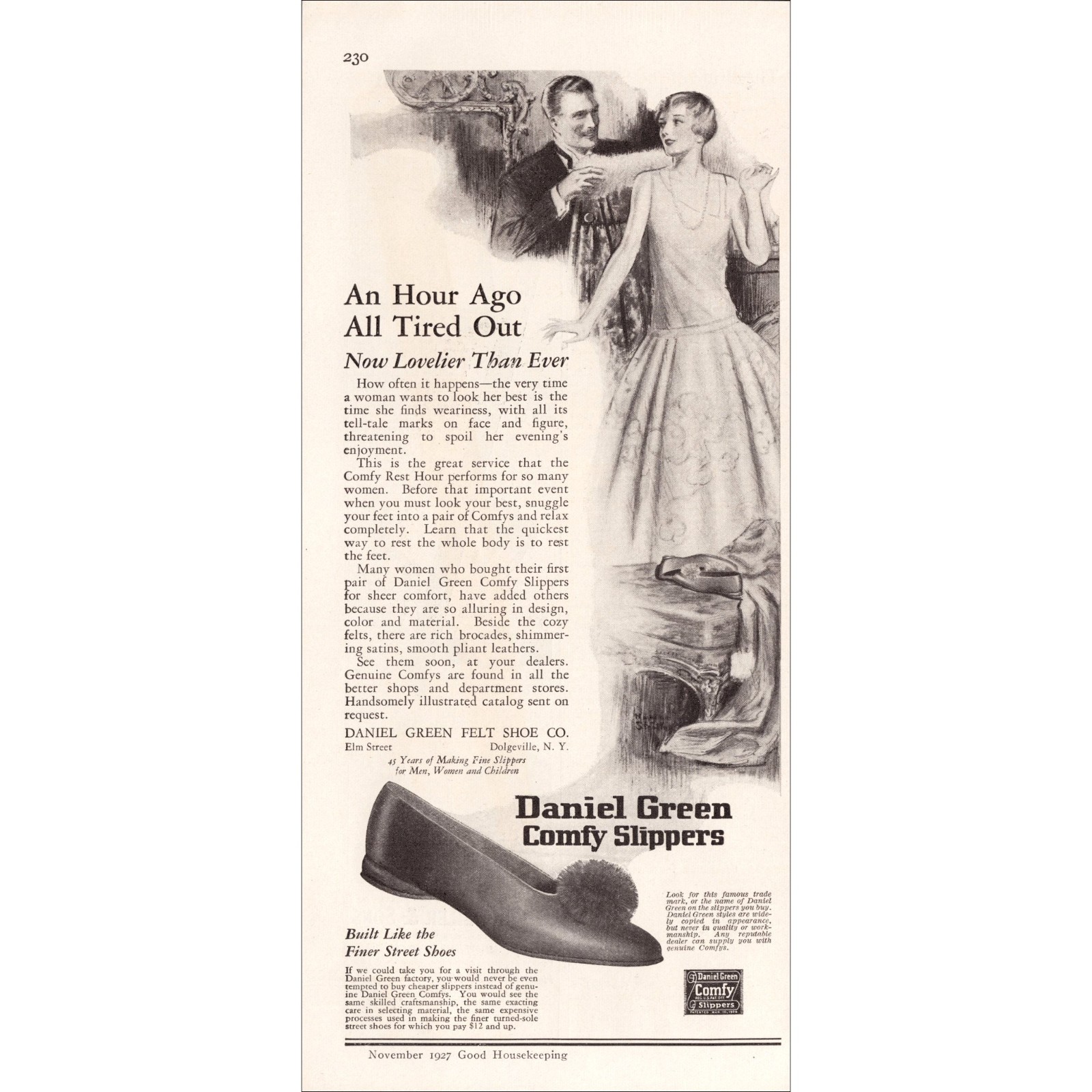 1927 Daniel Green Slippers Original Vintage Print Ad