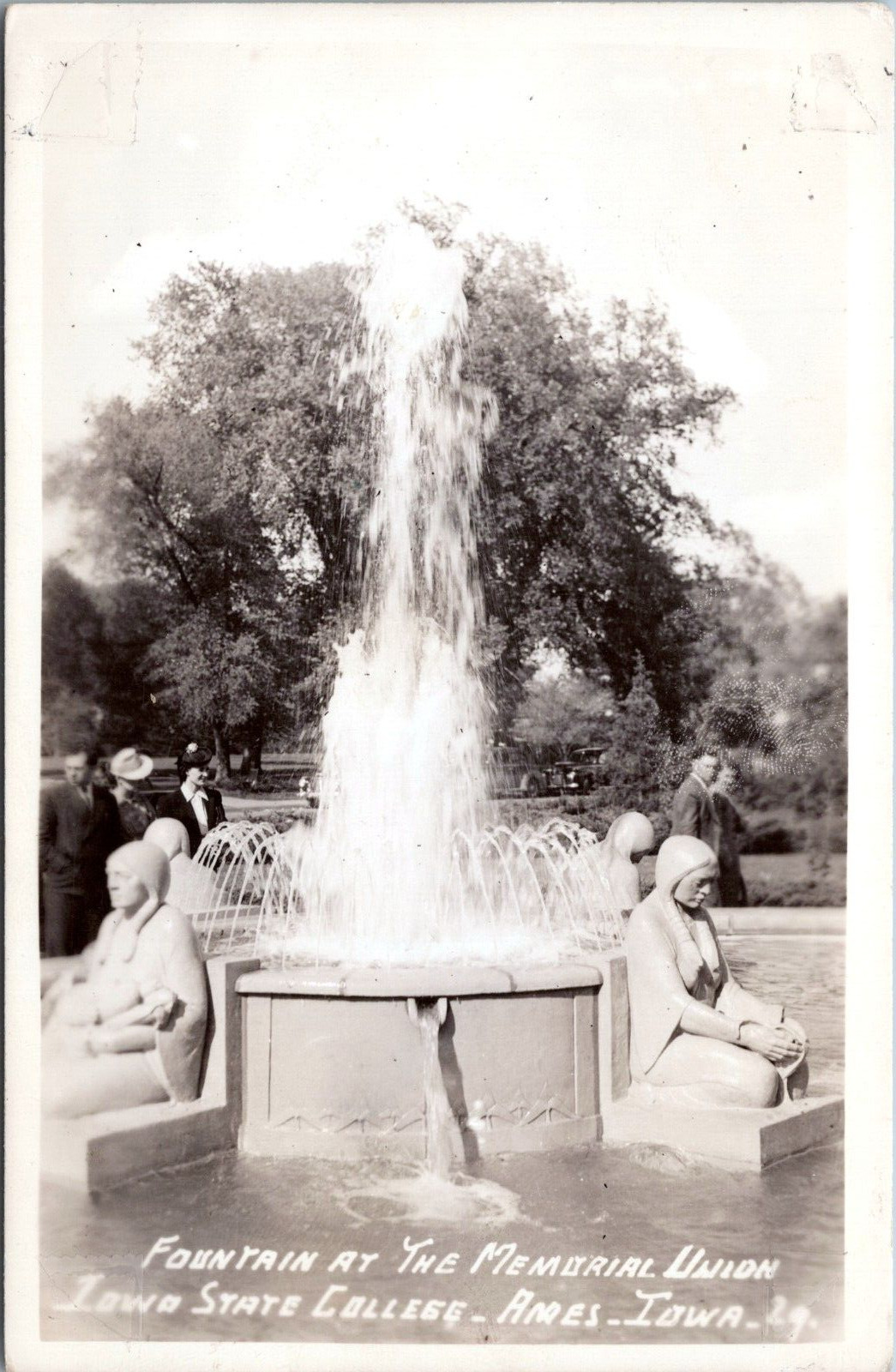 RPPC Fountain of Four Seasons, Iowa State University, Ames Iowa - Photo Postcard