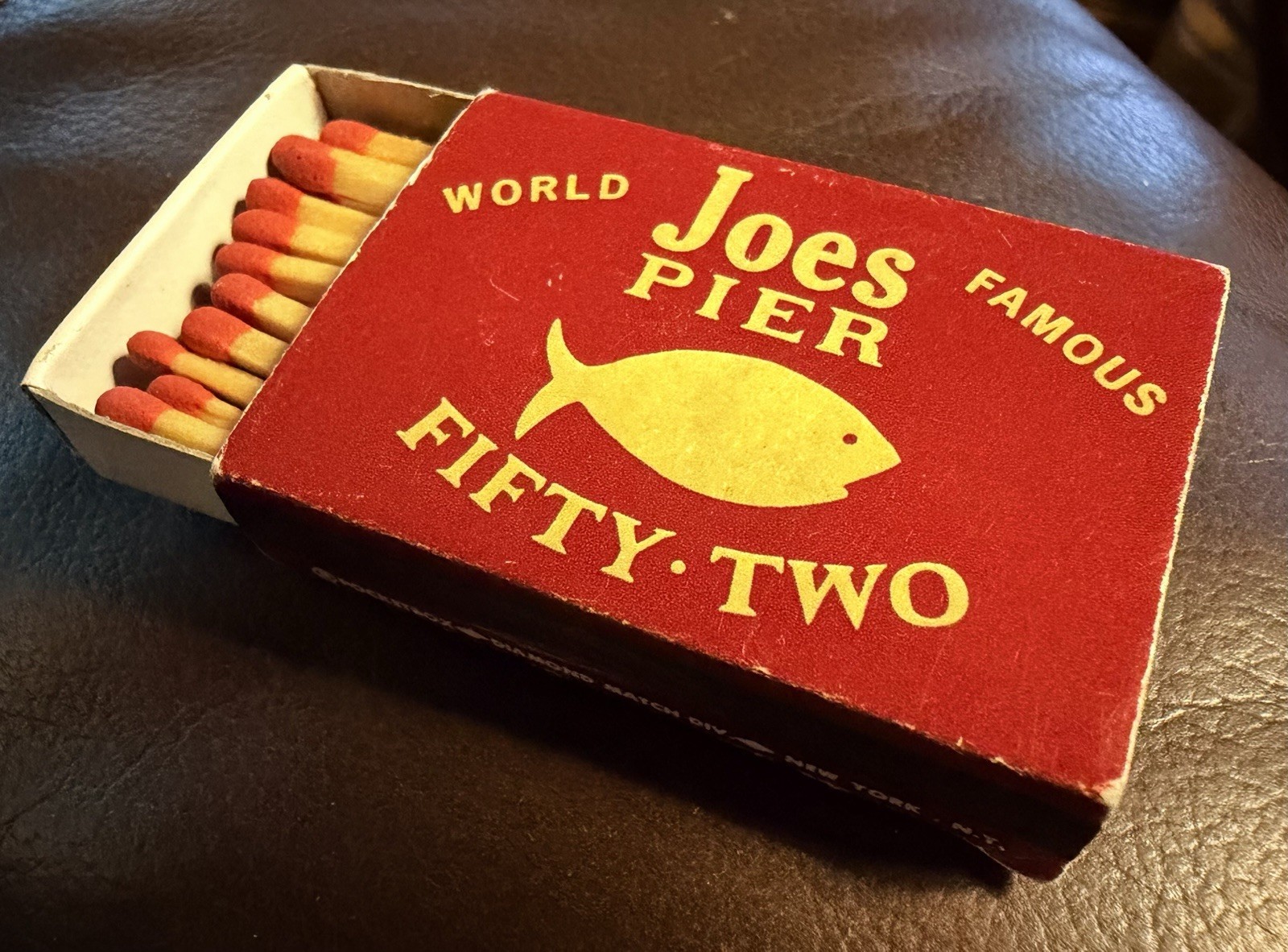 World Famous Joe’s Pier 52 Restaurant, New York City, Matchbox With Matches