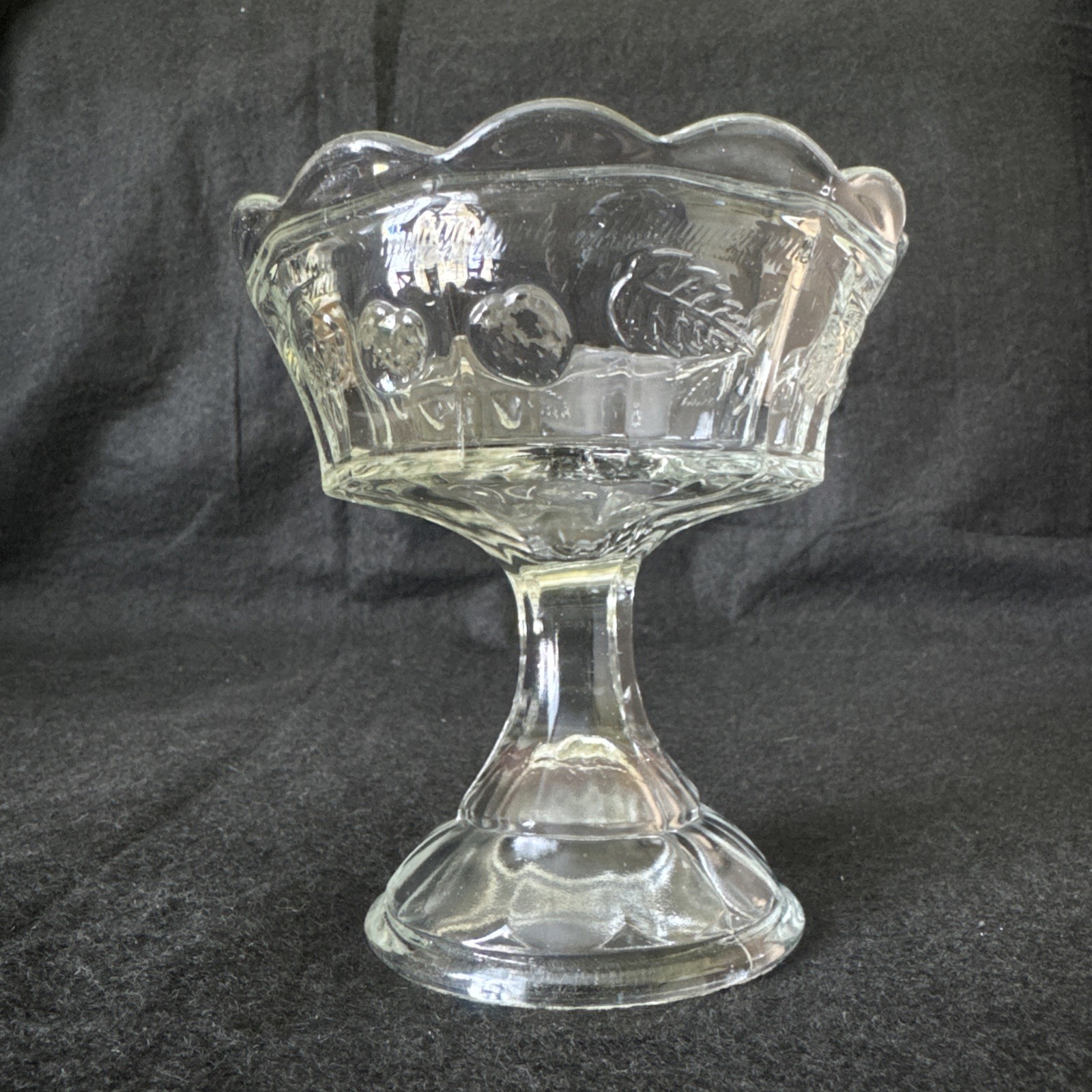 EAPG Northwood Strawberry & Cable Glass Pedestal Compote Candy Dish 5.25 x 5”