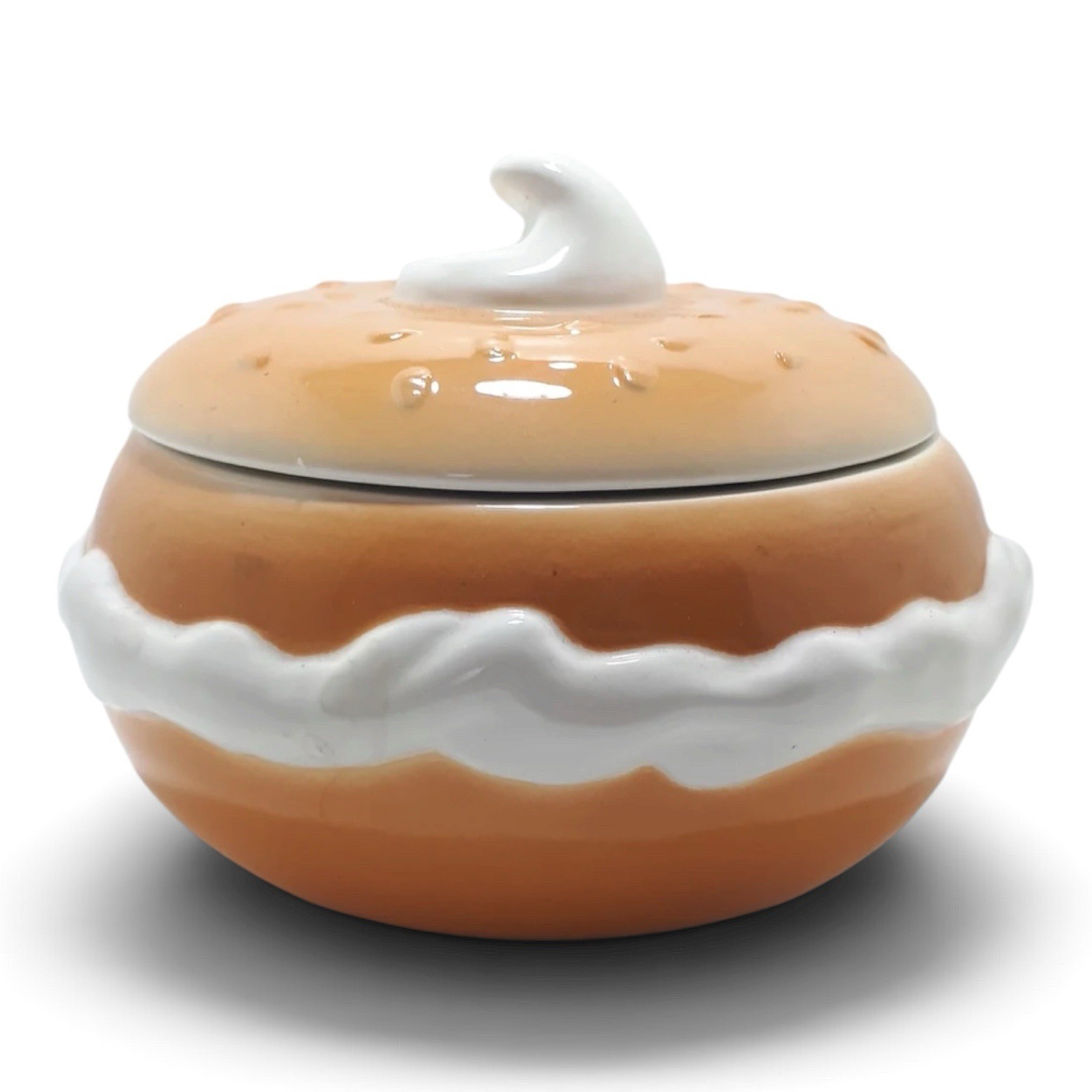 Vintage 1995 Boston Warehouse Bagel Cream Cheese Lidded Bowl Ceramic