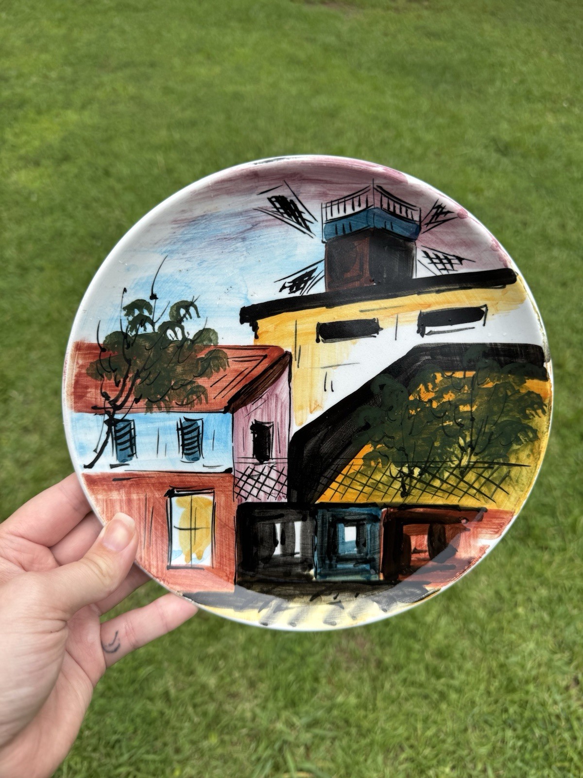 Vintage 1960’s Italian Hand-Painted Ceramic Decorative Plate - Made in Italy