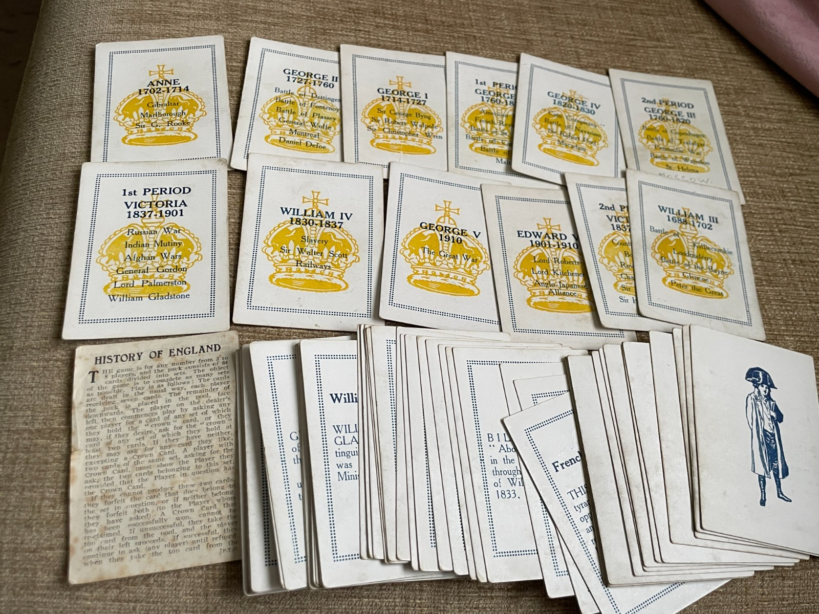 ANTIQUE HISTORY OF ENGLAND SERIES 3 CARD GAME 1688-1914 COMPLETE 64 CARDS