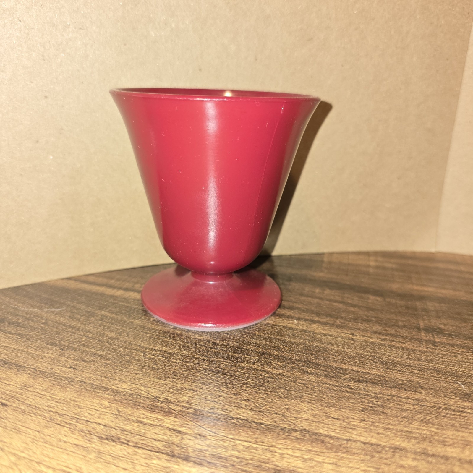Vintage Hazel Atlas Burgundy Platonite Milk Glass Sherbet Sundae Dish MCM 1950s