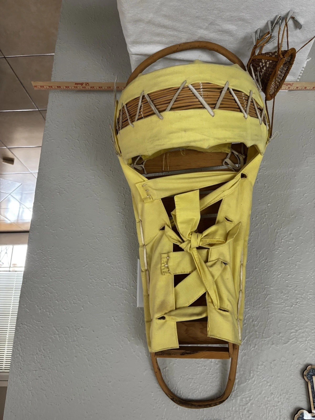Mescalero Apache Cradleboard SignedDelphine Yahnahki Vintage Woven Burden Basket