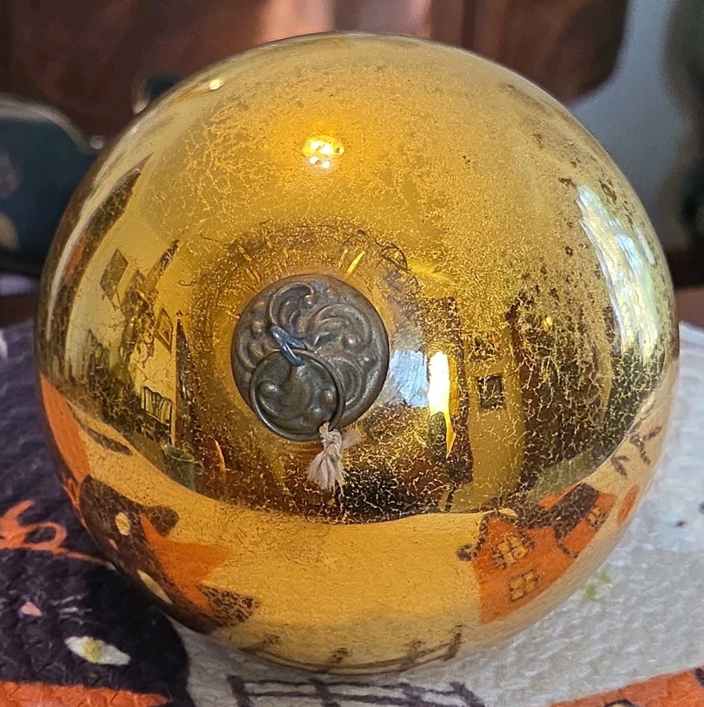 Kugel Christmas Ornament Gold Mercury Glass German Xmas 5 Inch 