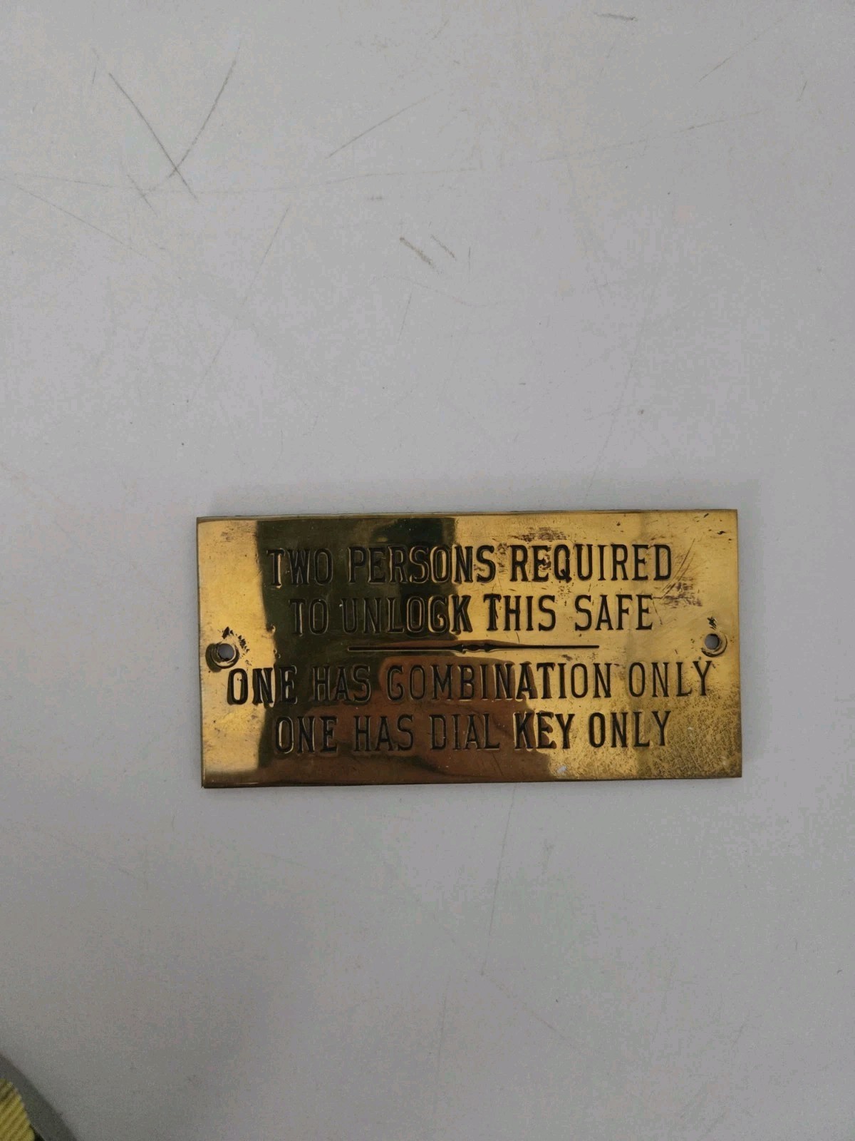 Rare Two Persons Required To Open This Safe Vintage Safe Plaque