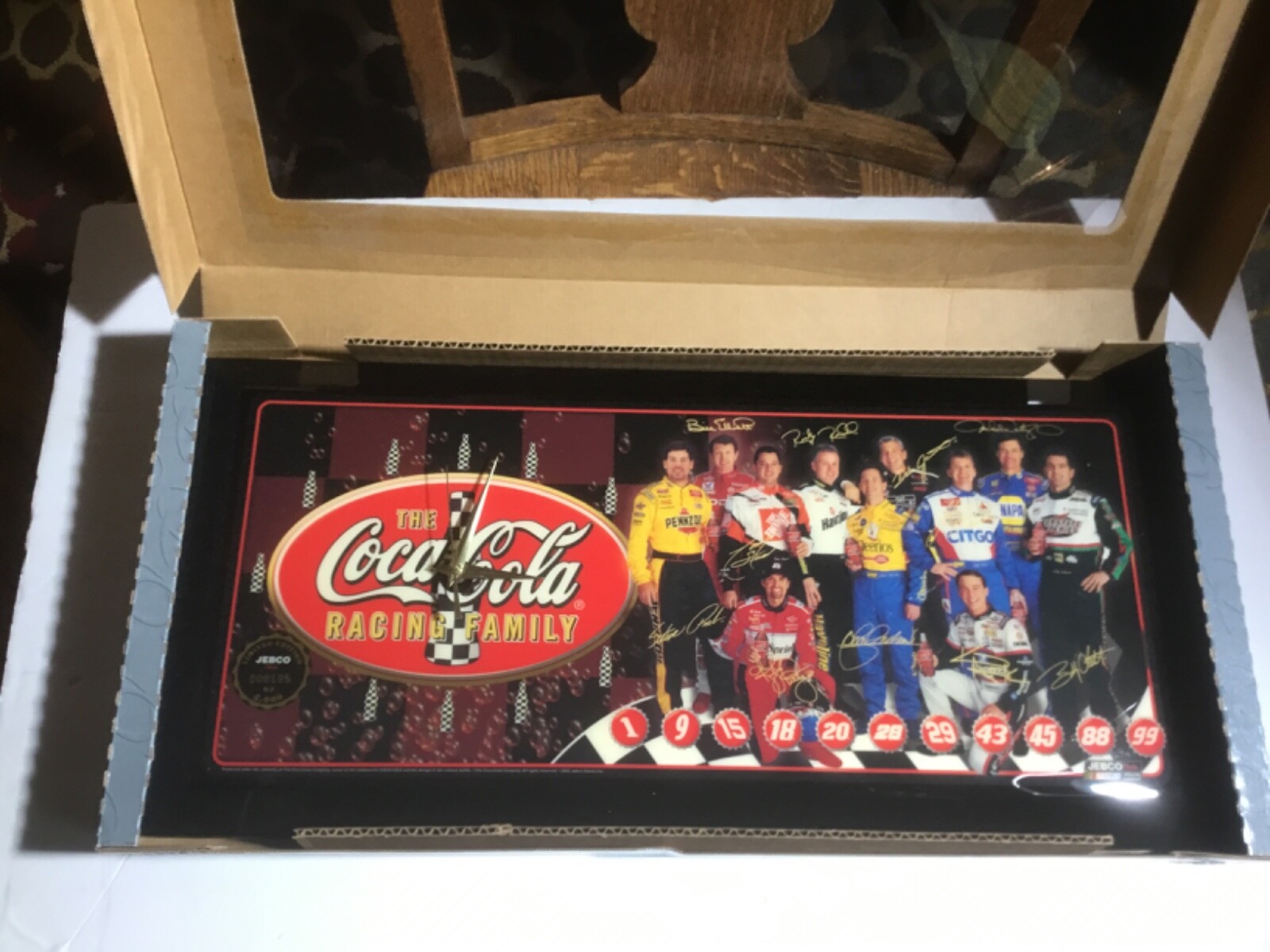 Jebco Coca-Cola Family NASCAR  Racing Vintage  CLOCK.   NOS, NIB, 2012