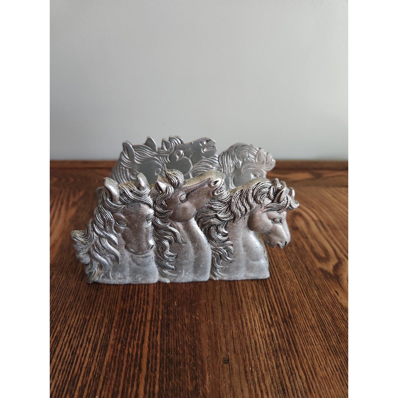 Vtg Arthur Court Cast Aluminum Wild Horses napkin holder 1990 Vtg Arthur Court Cast Aluminum Wild Horses napkin holder 1990
