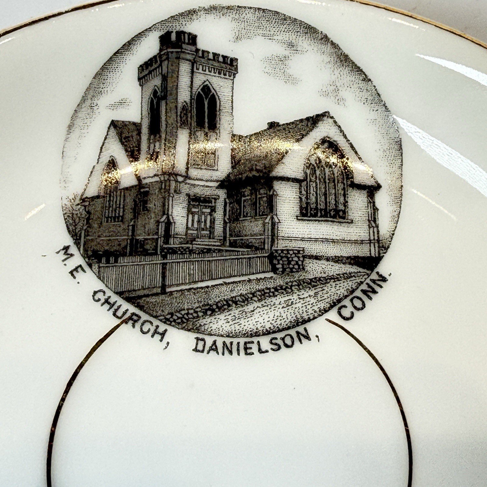 DANIELSON, Connecticut CT Antique M.E. CHURCH Souvenir China Dish Plate