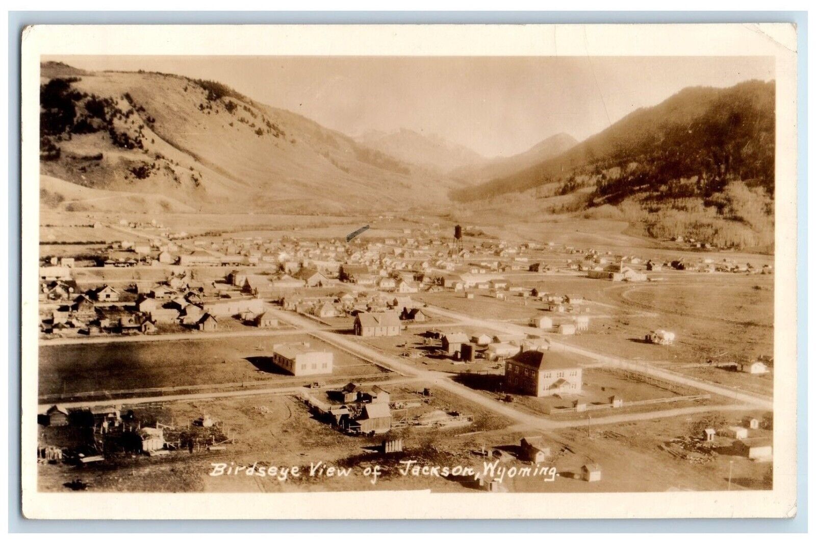 c1940's Birds Eye View Of Jackson Wyoming WY RPPC Photo Vintage Postcard