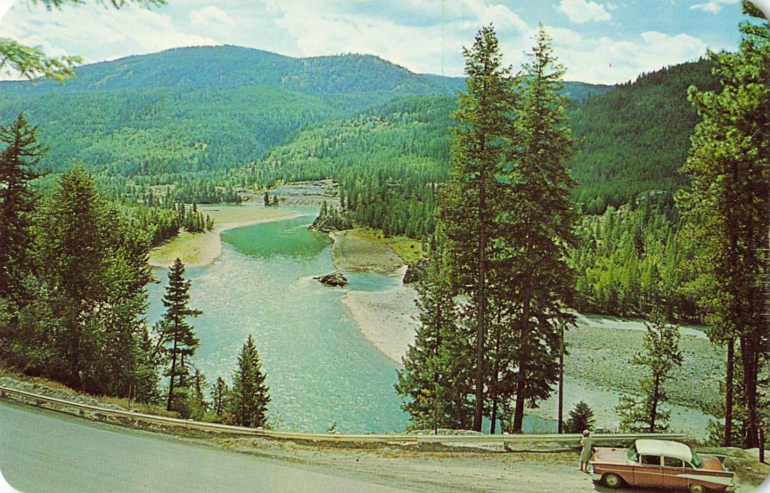 Kootenai River Montana Idaho Vintage Postcard Ross Hall Studio Dexter Press