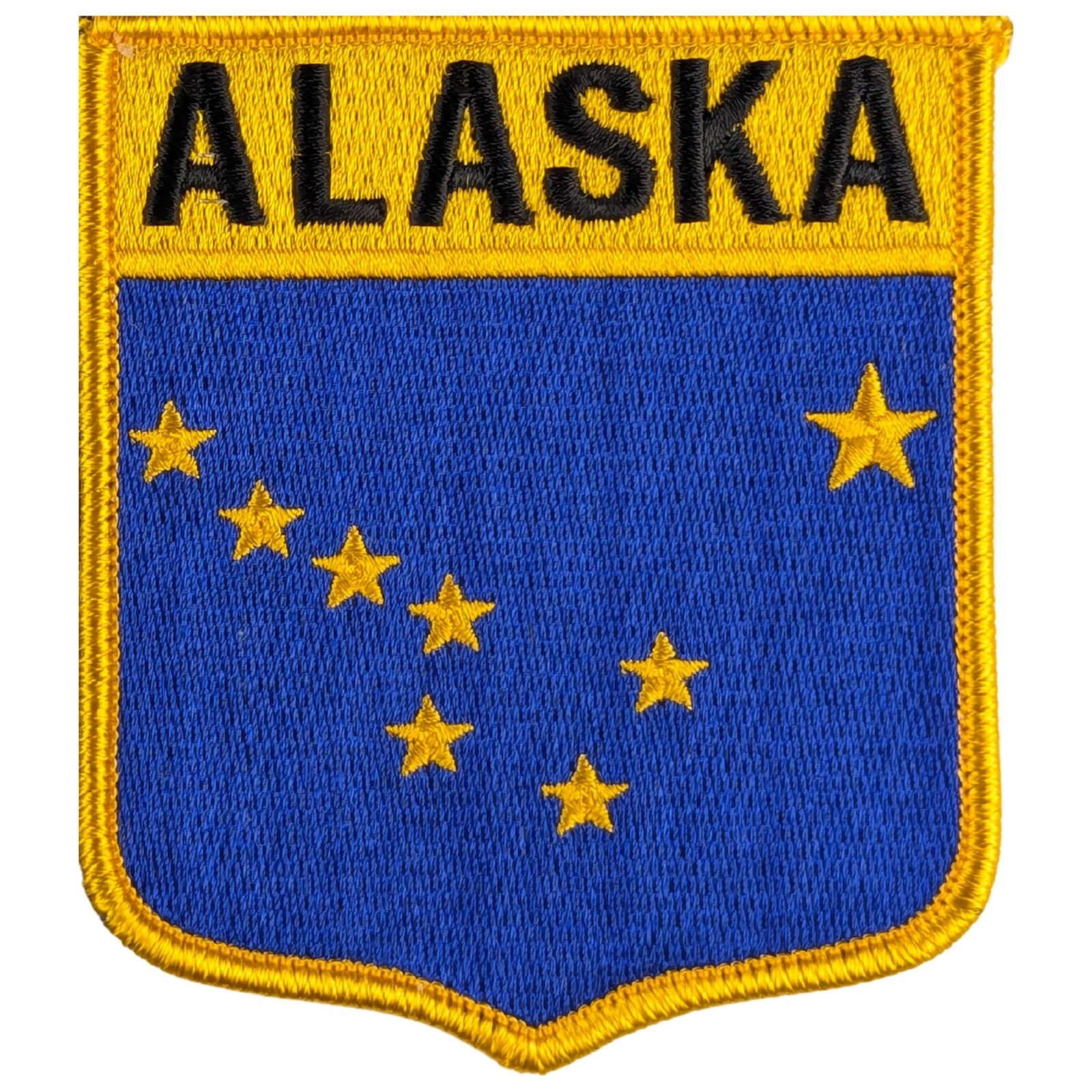Alaska State Flag Shield Patch - Sew-On - Gold Border