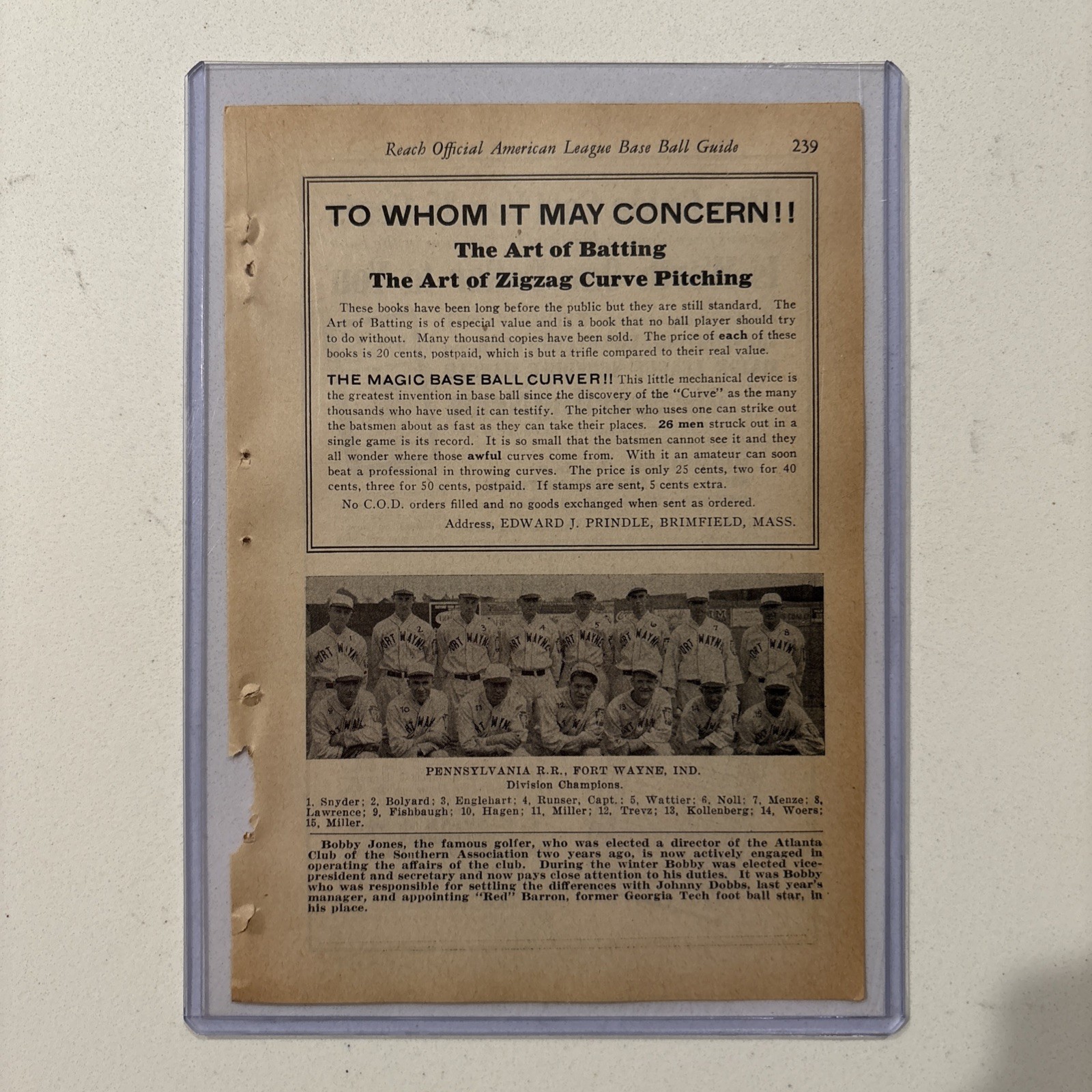 1931 Pennsylvania R.R. Fort Wayne IN Team Picture Champions Vintage Baseball