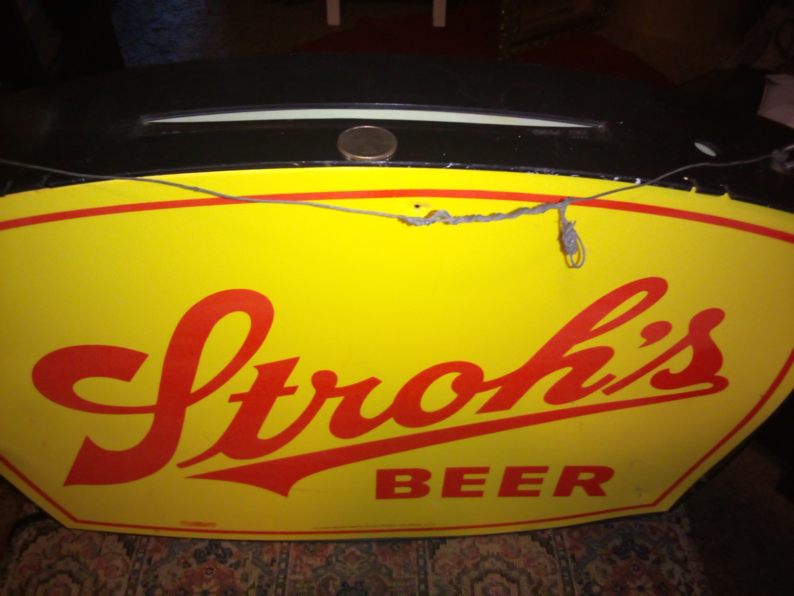 Vintage Stroh beer Double-sided Bar Retail Sign 1970s Stroh's