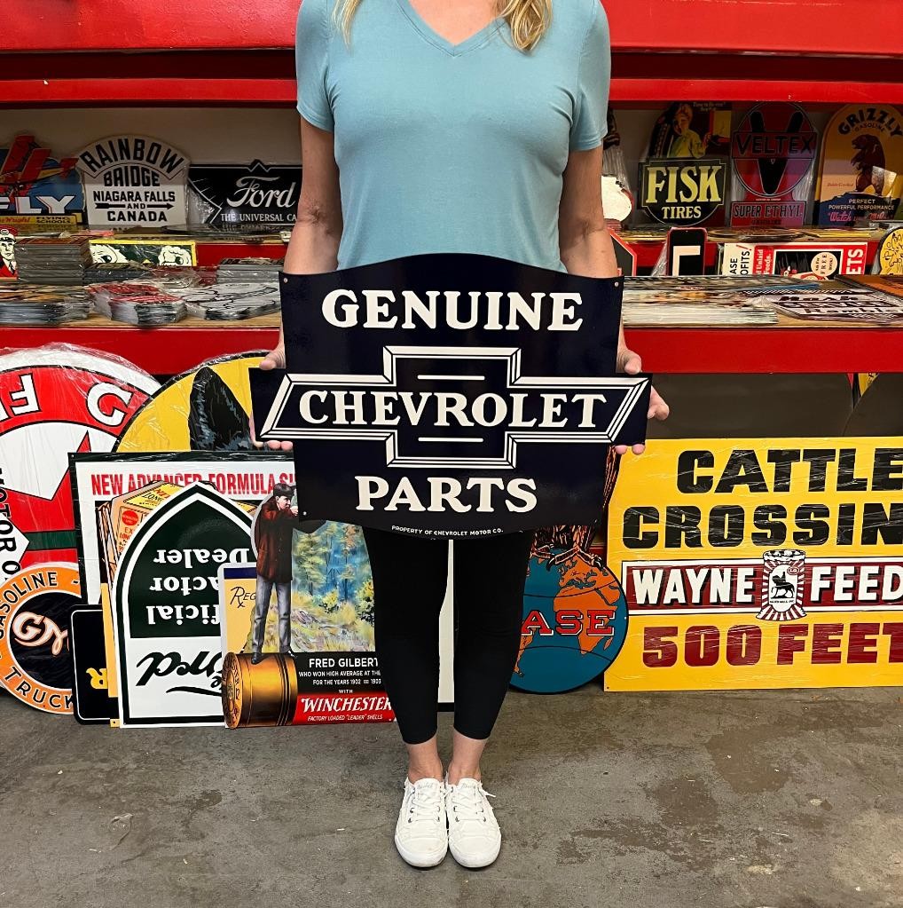 Vintage Style Metal Sign Genuine Chevrolet Parts NOT Porcelain 22 x 16 Made USA