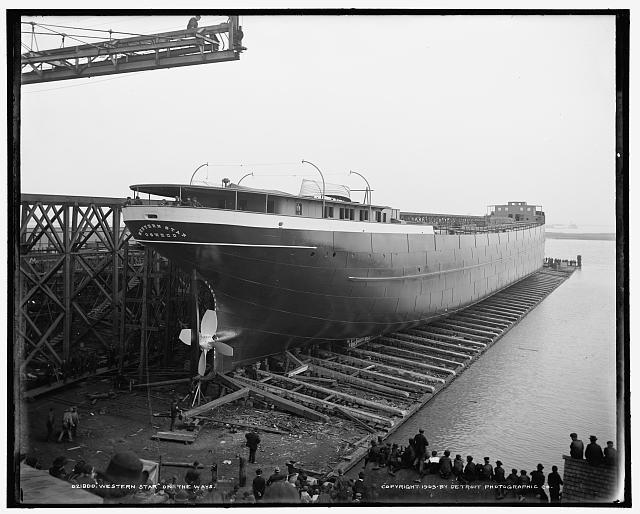 Photo:Wyandotte Michigan Western Star Steamship on Ways c1903