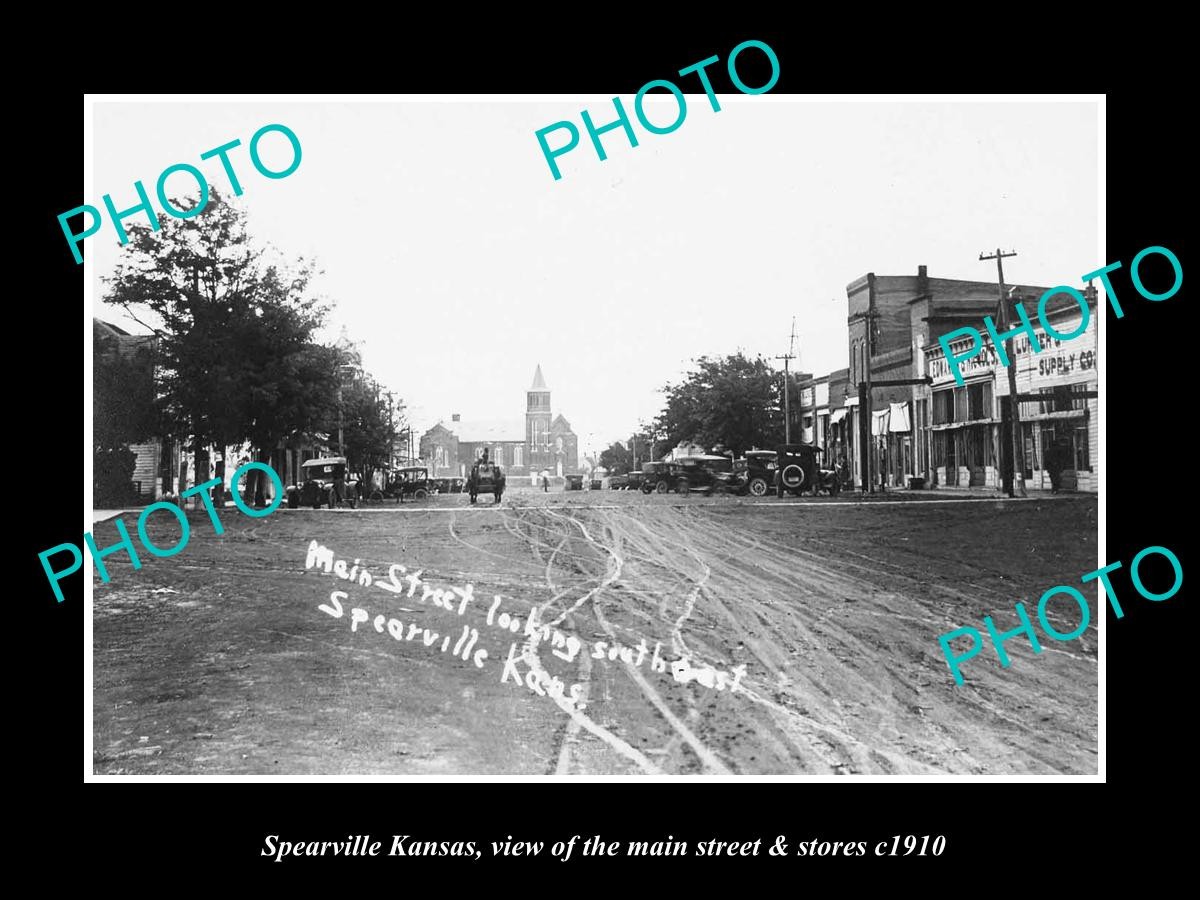 Spearville Kansas The Main Street & Stores c1910 Large Historic Old Photo