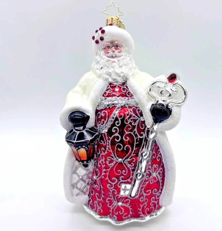 RARE Christopher Radko Simply Spectacular Santa Glass Christmas Ornament 7