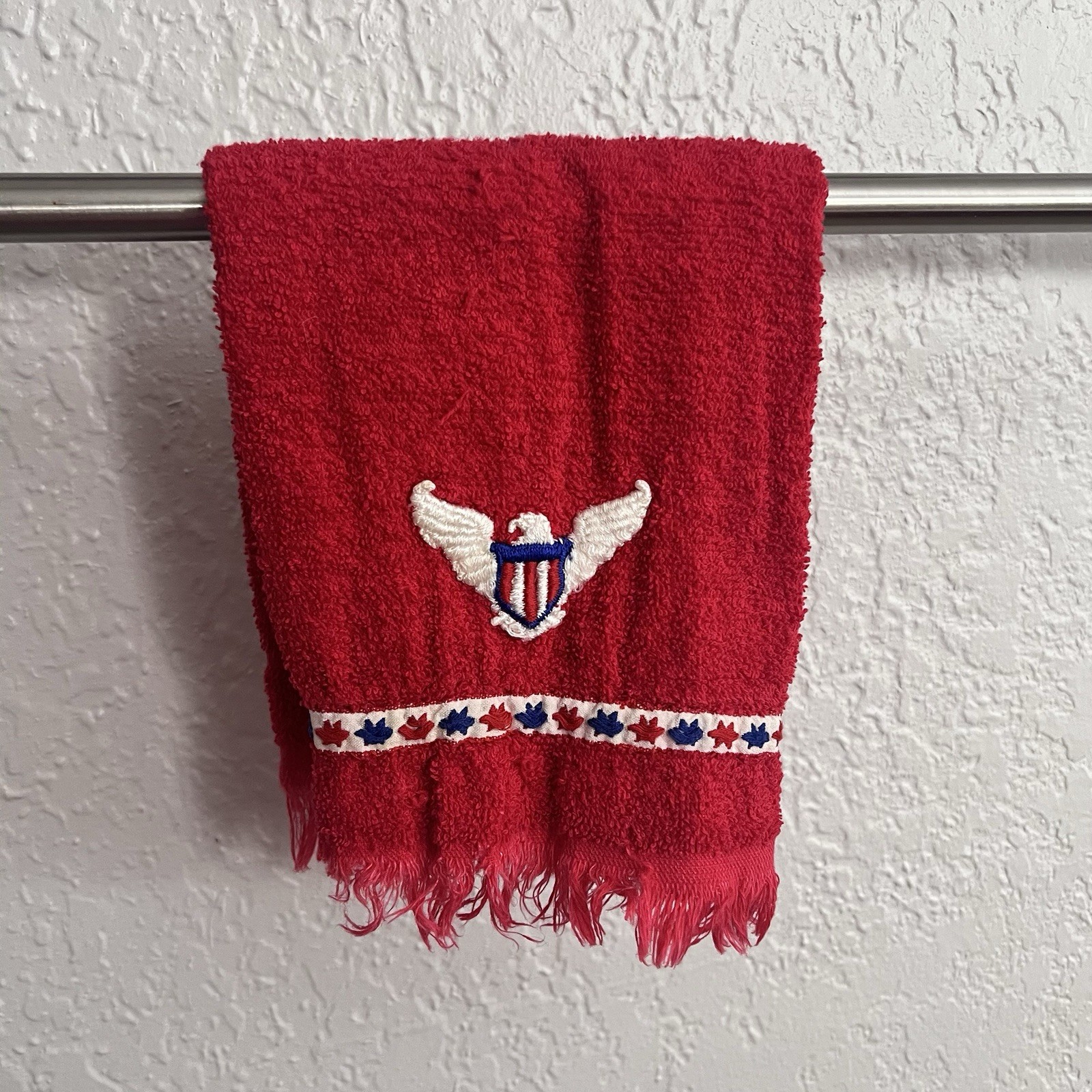 Vintage Cannon USA Eagle Hand Towel Patriotic Americana Red White Blue Bath
