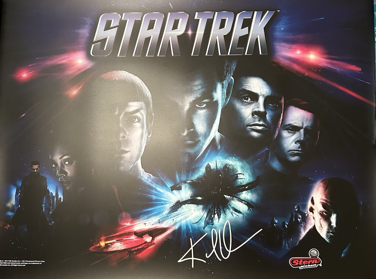Rare/Hard To Find. Stern Pinball Translite. Star Trek. Hand Signed Karl Urban.