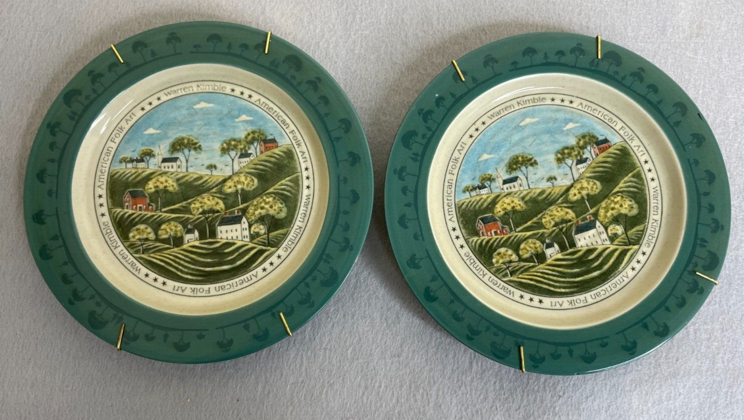 Two Vintage 1996 Warren Kimble Otagiri American Folk Art Plates 8\
