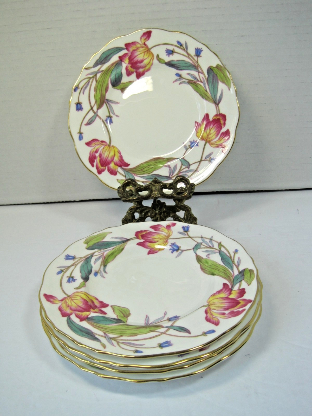Rare Royal Cauldon Malvern Bone China Floral 5 Bread Butter Plates 6\
