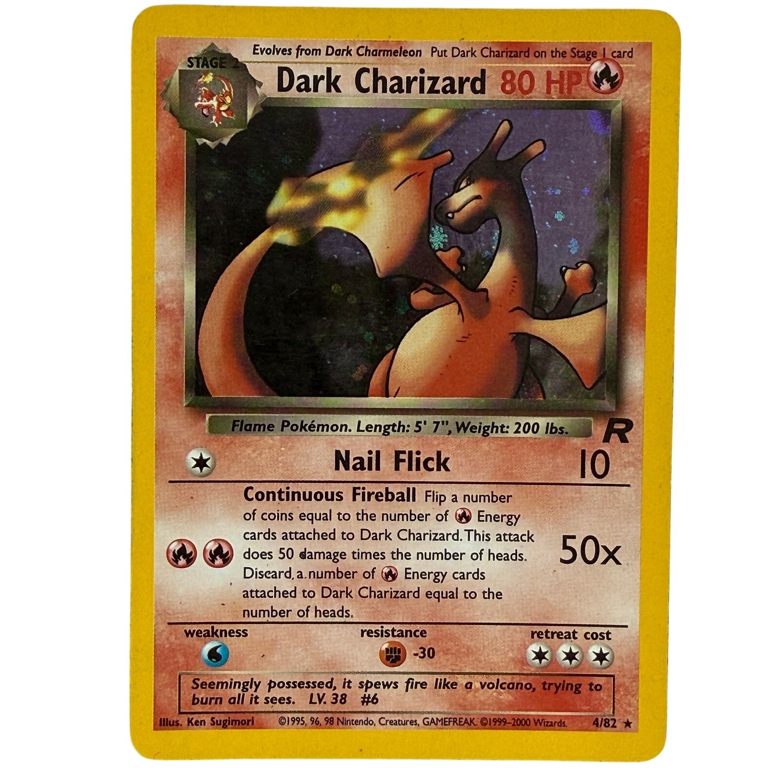 Pokémon TCG Dark Charizard 4/82 Pokémon Team Rocket 2000 Holo Foil Rare Card MP