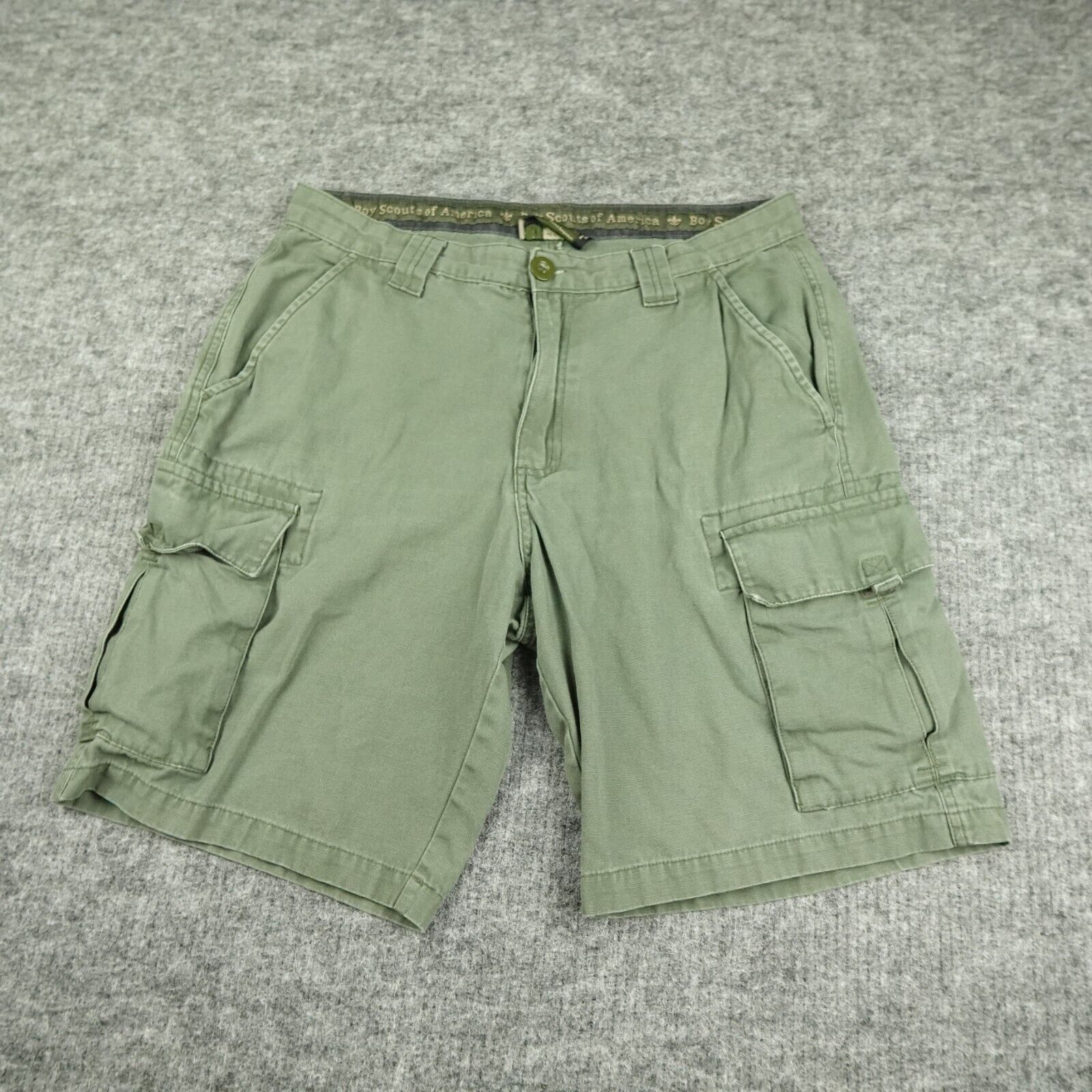 Boy Scouts Of America Shorts Mens 32 Green Cargo Pockets Uniform Outdoors Canva-