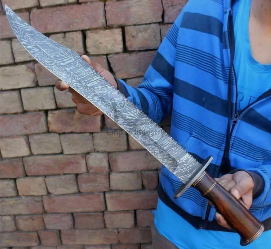 25 Inches Handmade Damascus Steel Sword, Battle Ready With Sheath, Best Gift