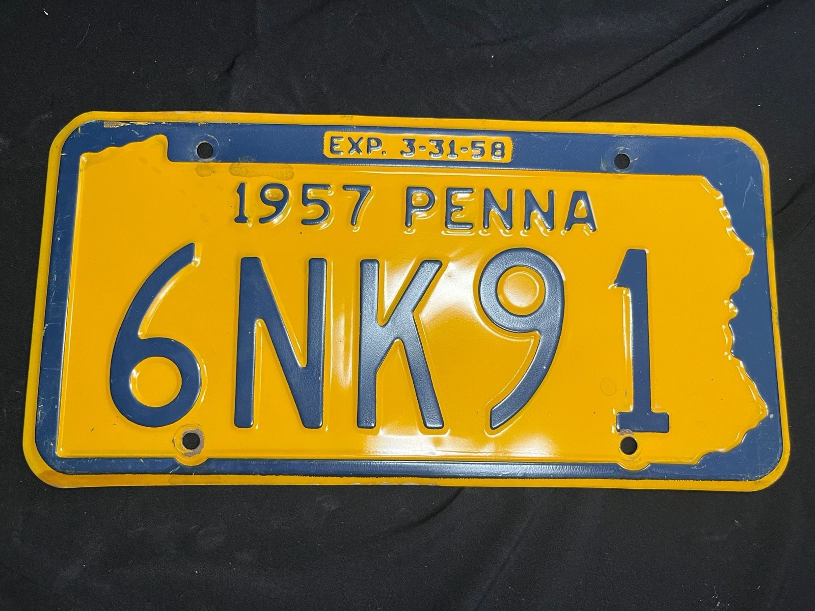 Vintage 1957 Pennsylvania License Plate 6NK91 Vintage 1957 Pennsylvania License Plate 6NK91