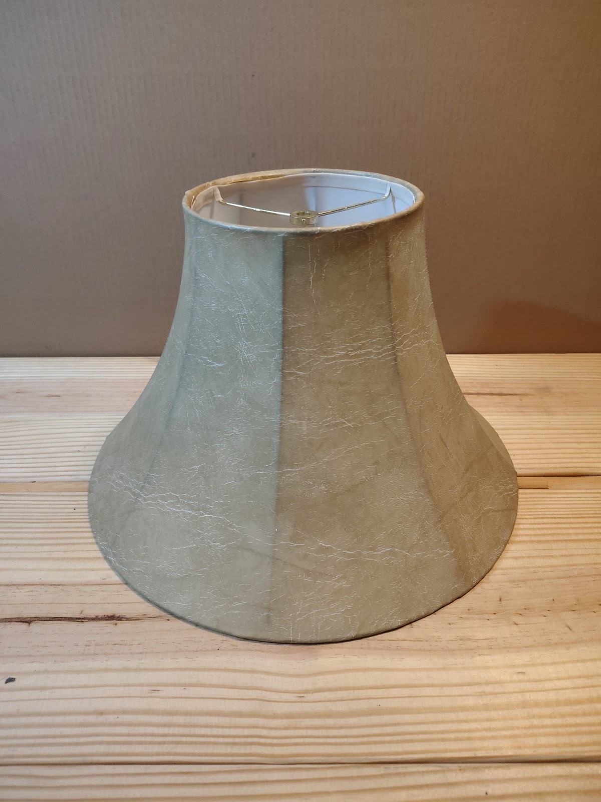 Vintage Faux Leather Skin Textured Bell Lamp Shade Tan Beige 16\