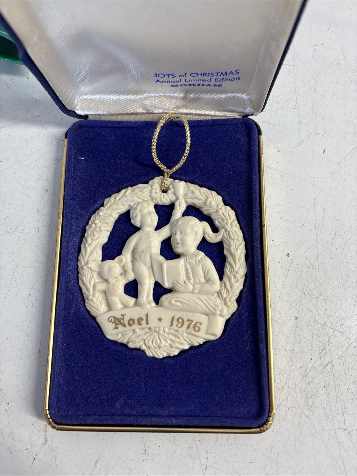 Vintage 1976 Gorham porcelain ornament. Joys of Christmas. Caroling theme Vintage 1976 Gorham porcelain ornament. Joys of Christmas. Caroling theme