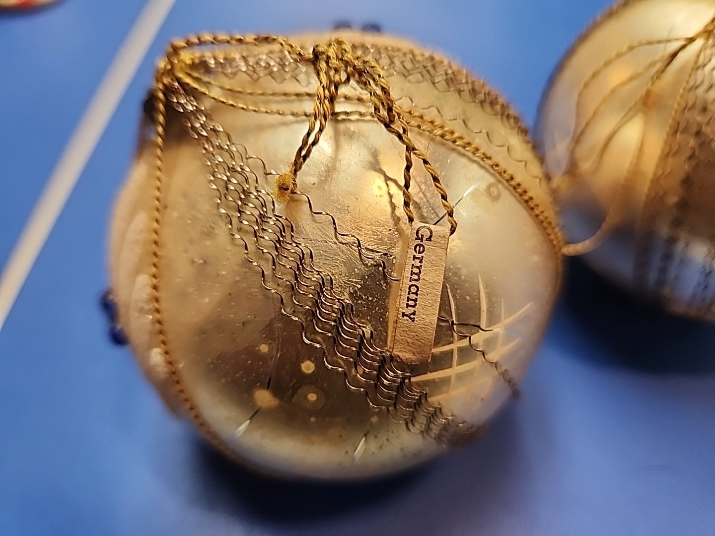 Two Vintage Wire-Wrapped Christmas Ornaments, Made In Germany Two Vintage Wire-Wrapped Christmas Ornaments, Made In Germany
