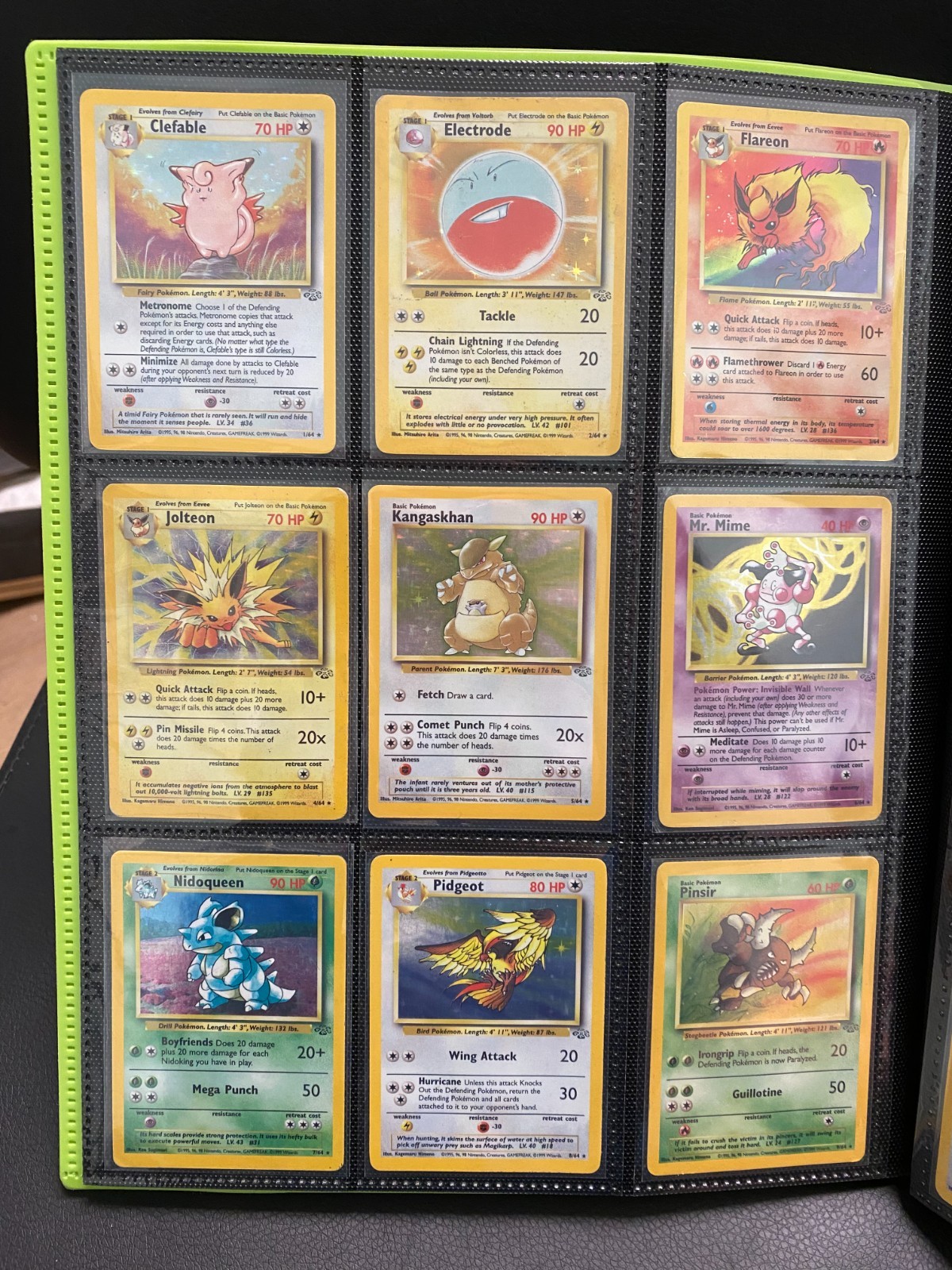Complete Jungle Set 64/64 Vintage 1999 Pokemon Cards Master Collection + Binder