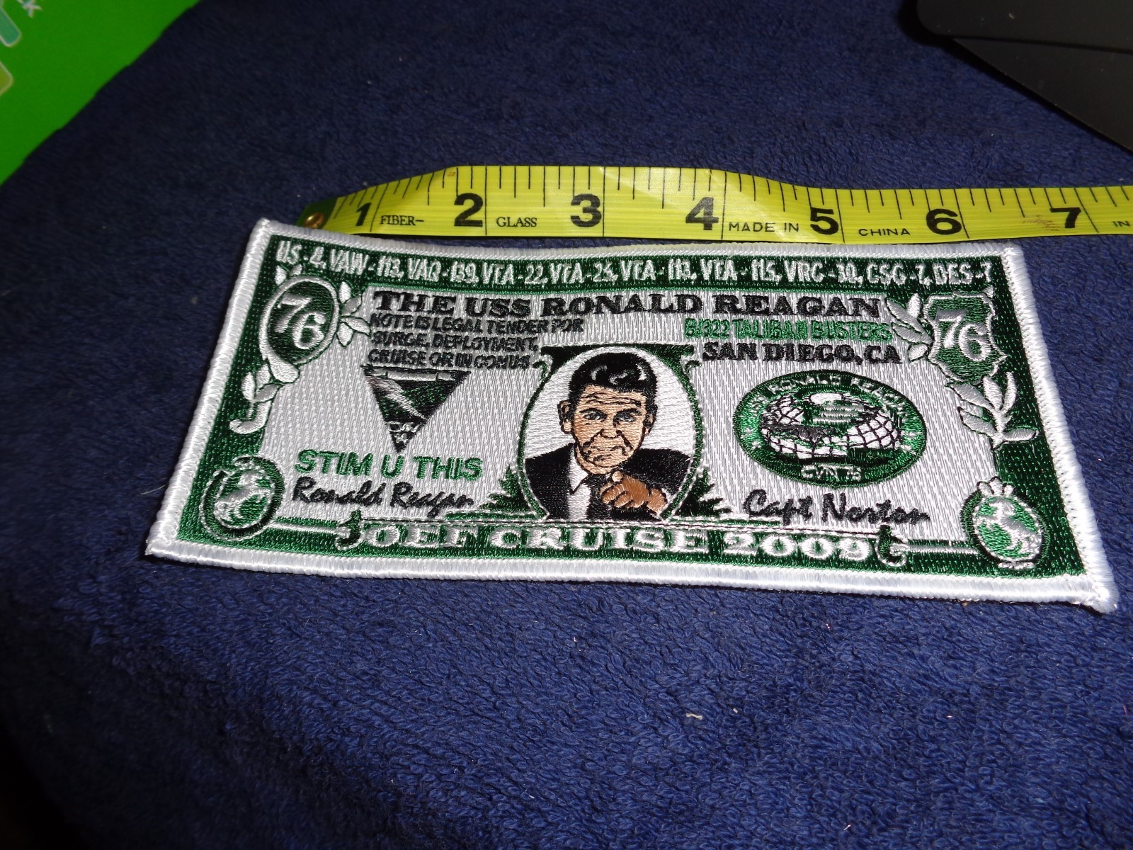 USN NAVY USS RONALD REAGAN CVN 76 CRUISE SHIP PATCH OEF 2009 STIM U THIS LARGE