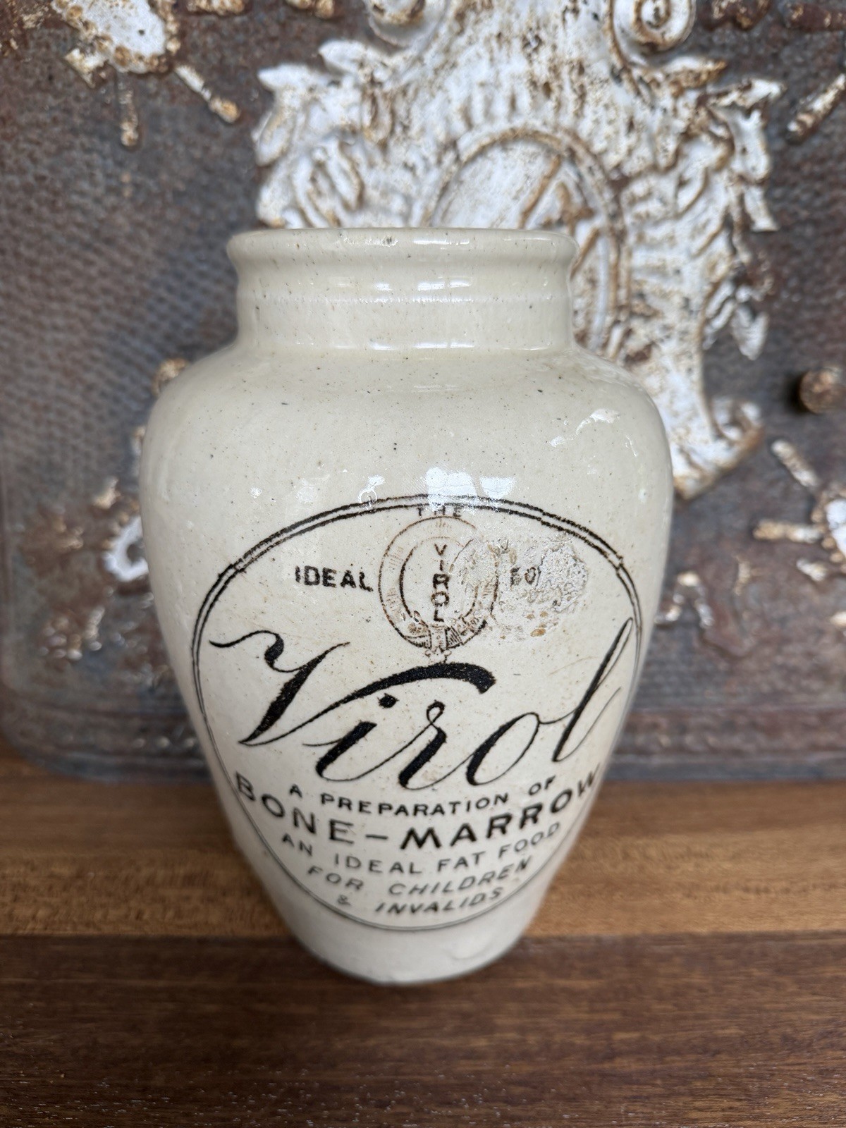 Giant 9.25” Antique English Virol Bone Marrow Stone Pot, c. 1890