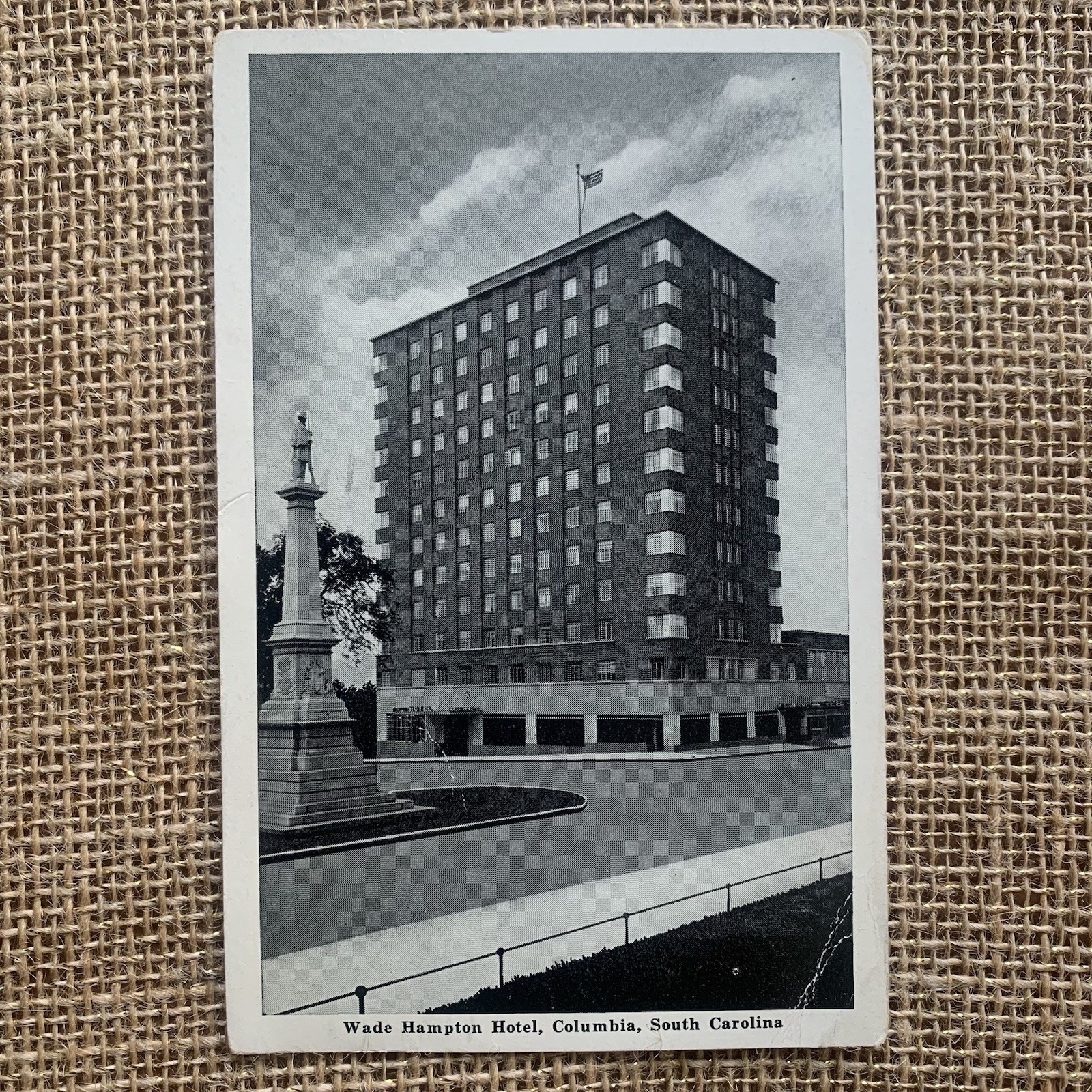Wade Hampton Hotel Columbia South Carolina SC Monument Posted 1945 Postcard