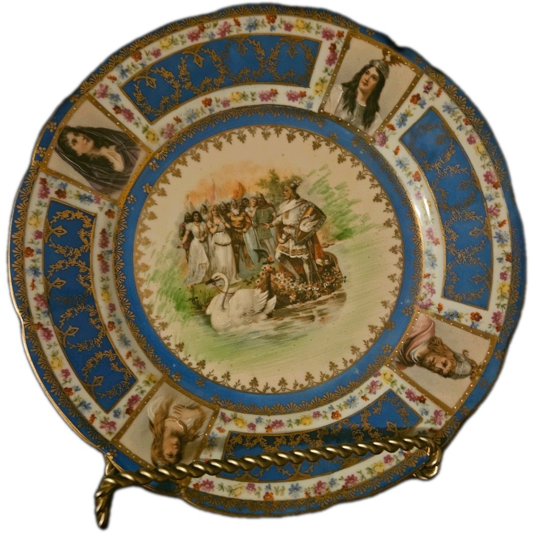 Victoria Austria, Royal Vienna Style Cobalt Blue porcelain portrait plate, Victoria Austria, Royal Vienna Style Cobalt Blue porcelain portrait plate,
