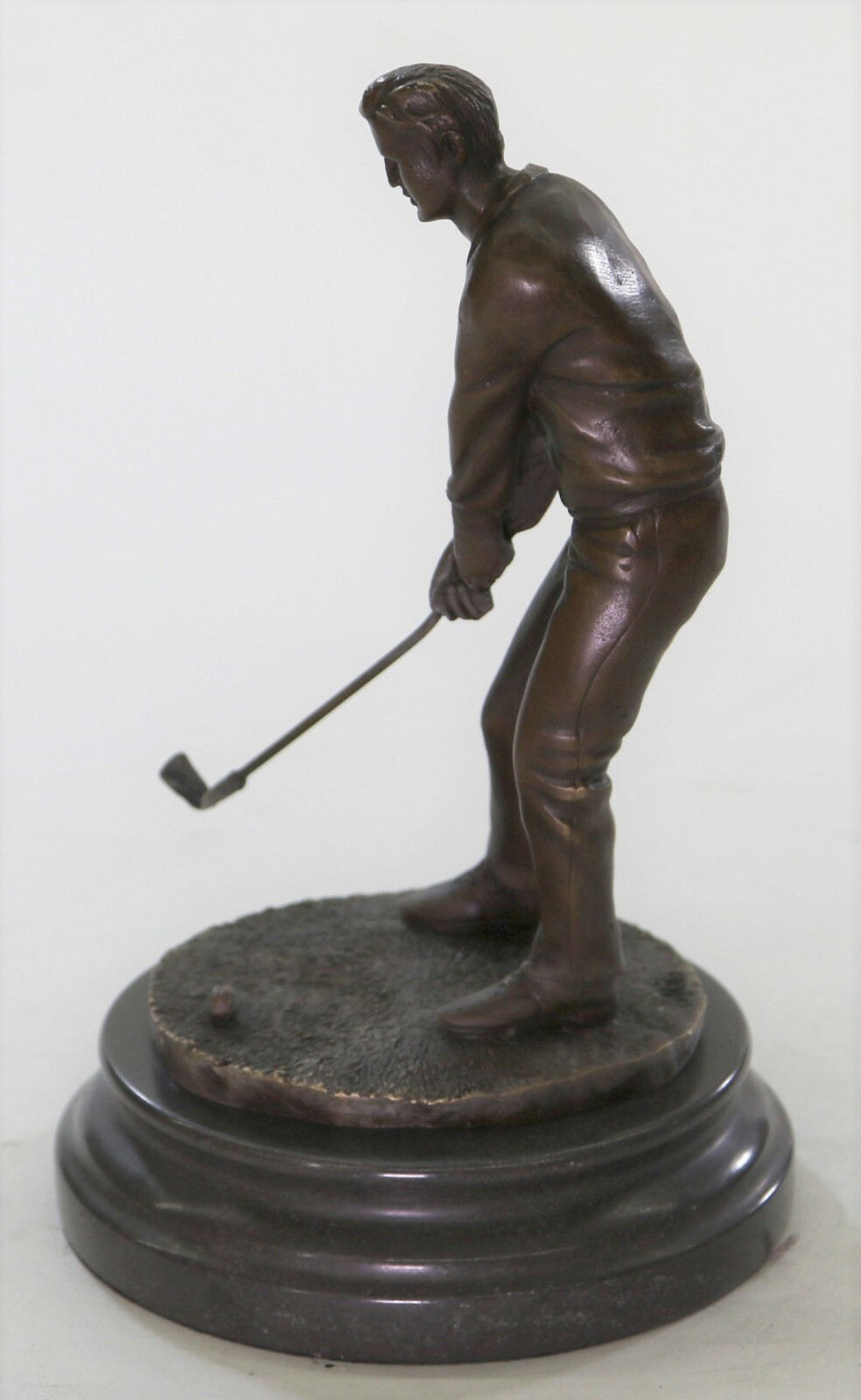 Bronze sculpture, golf, golf player, bronze, marble, golfer teeing off, figure